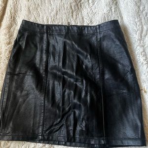 Black faux leather mini skirt